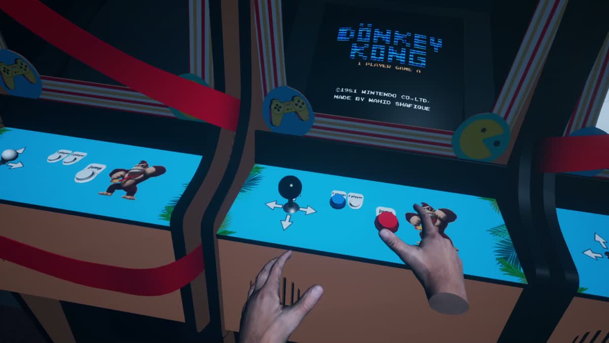 VR-гейм-клуб: игровой автомат Donkey Kong и виртуальные руки